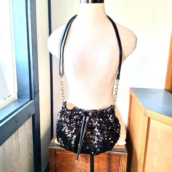 Deux Lux Black Sequined Crossbody Bag, NWOT - Picture 1 of 12
